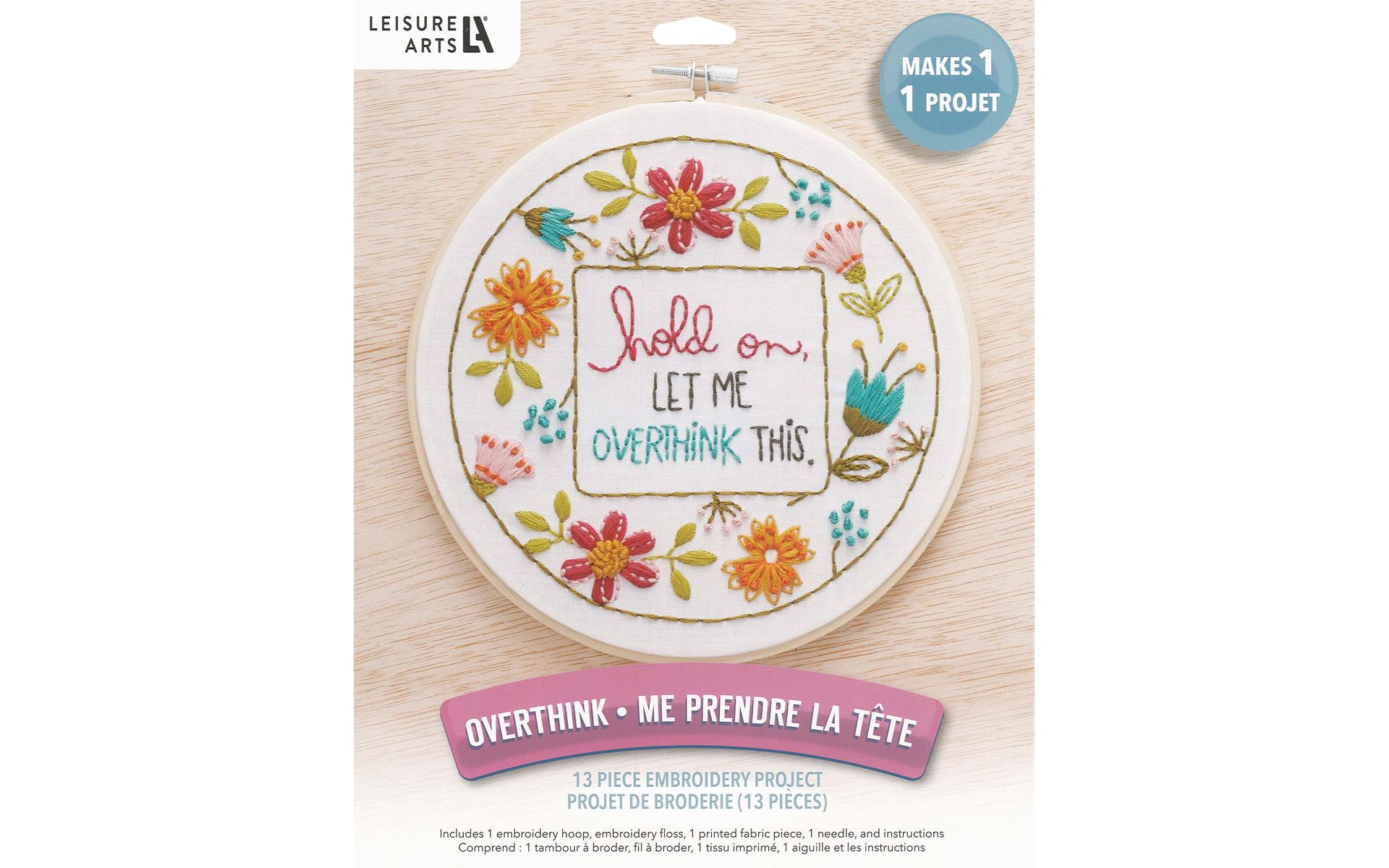 Leisure Arts Embroidery Kit 8 Hoop Overthink - embroidery kit for beginners  - embroidery kit for adults - cross stitch kits - cross stitch kits for  beginners - embroidery patterns